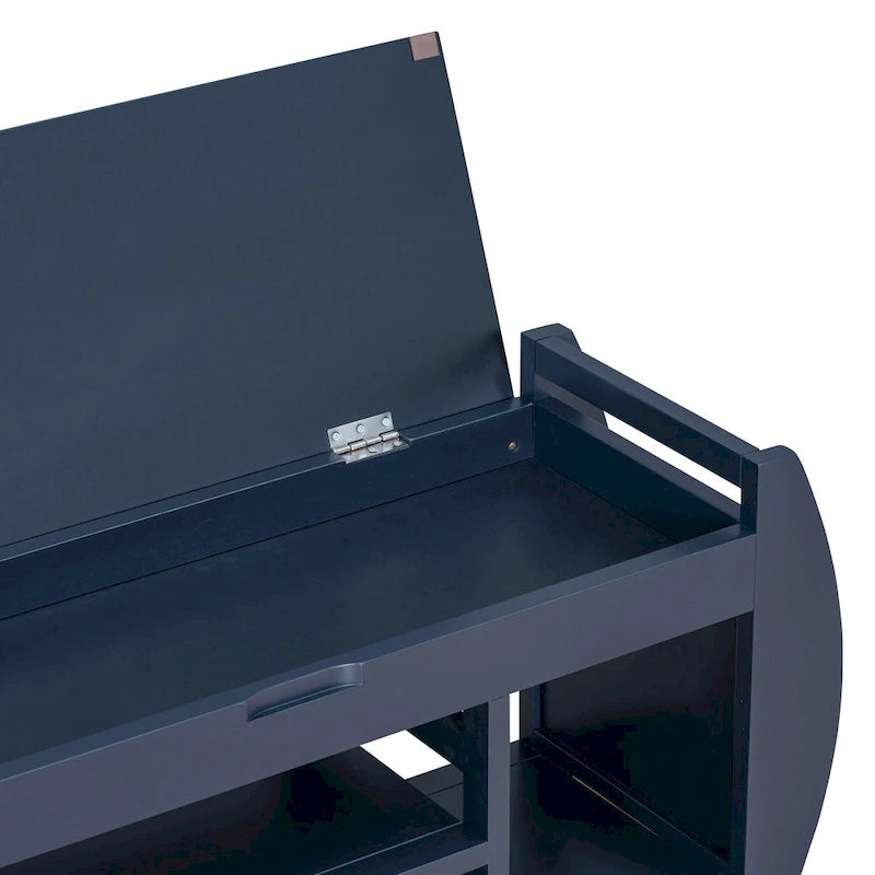 Banc de rangement multifonctionnel avec coussin et panneau latéral courbé pour l'entrée et le salon