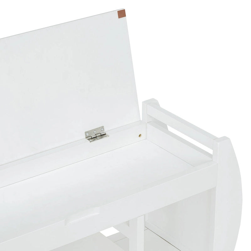 Banc de rangement multifonctionnel avec coussin et panneau latéral courbé pour l'entrée et le salon