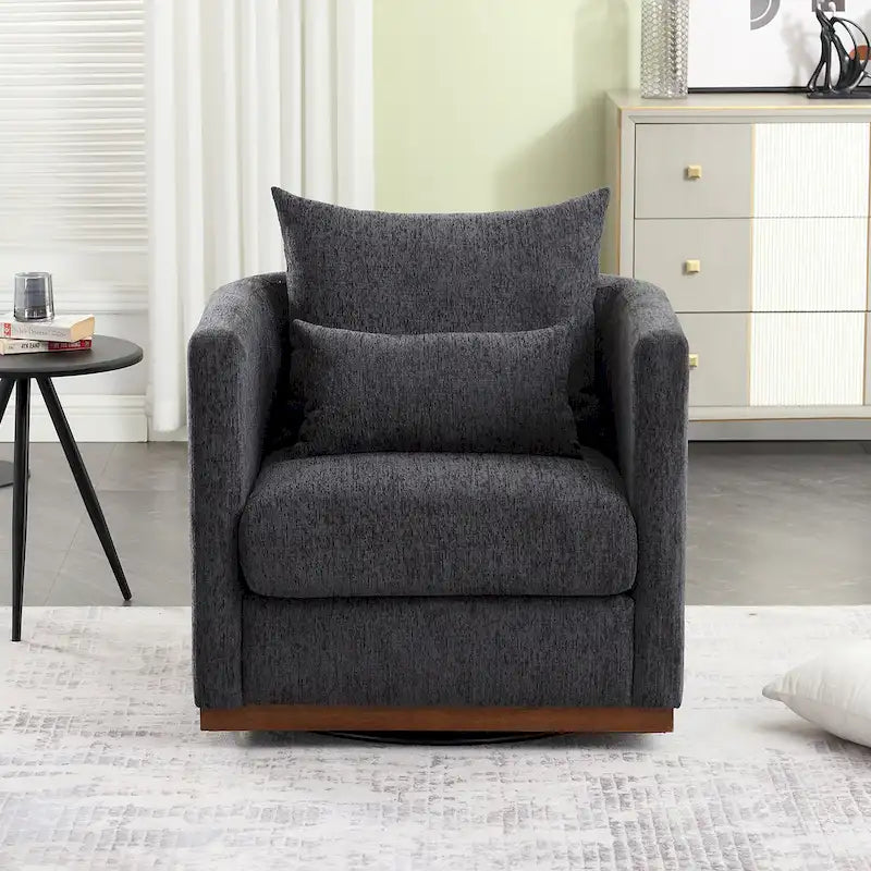 Le fauteuil baquet pivotant Chenille est doté d'une base métallique robuste et d'un design ergonomique.