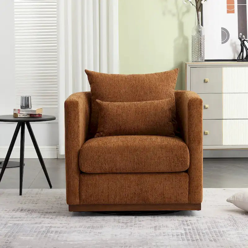 Le fauteuil baquet pivotant Chenille est doté d'une base métallique robuste et d'un design ergonomique.
