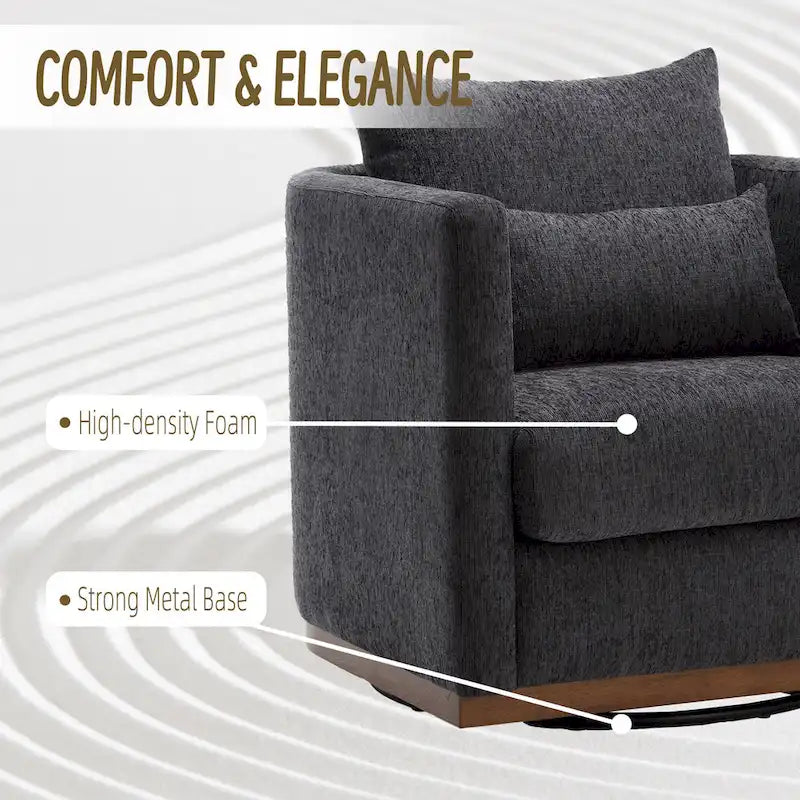 Le fauteuil baquet pivotant Chenille est doté d'une base métallique robuste et d'un design ergonomique.