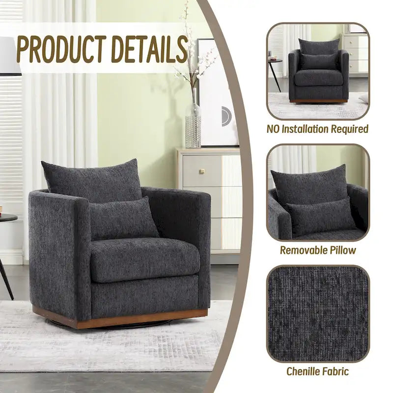 Le fauteuil baquet pivotant Chenille est doté d'une base métallique robuste et d'un design ergonomique.
