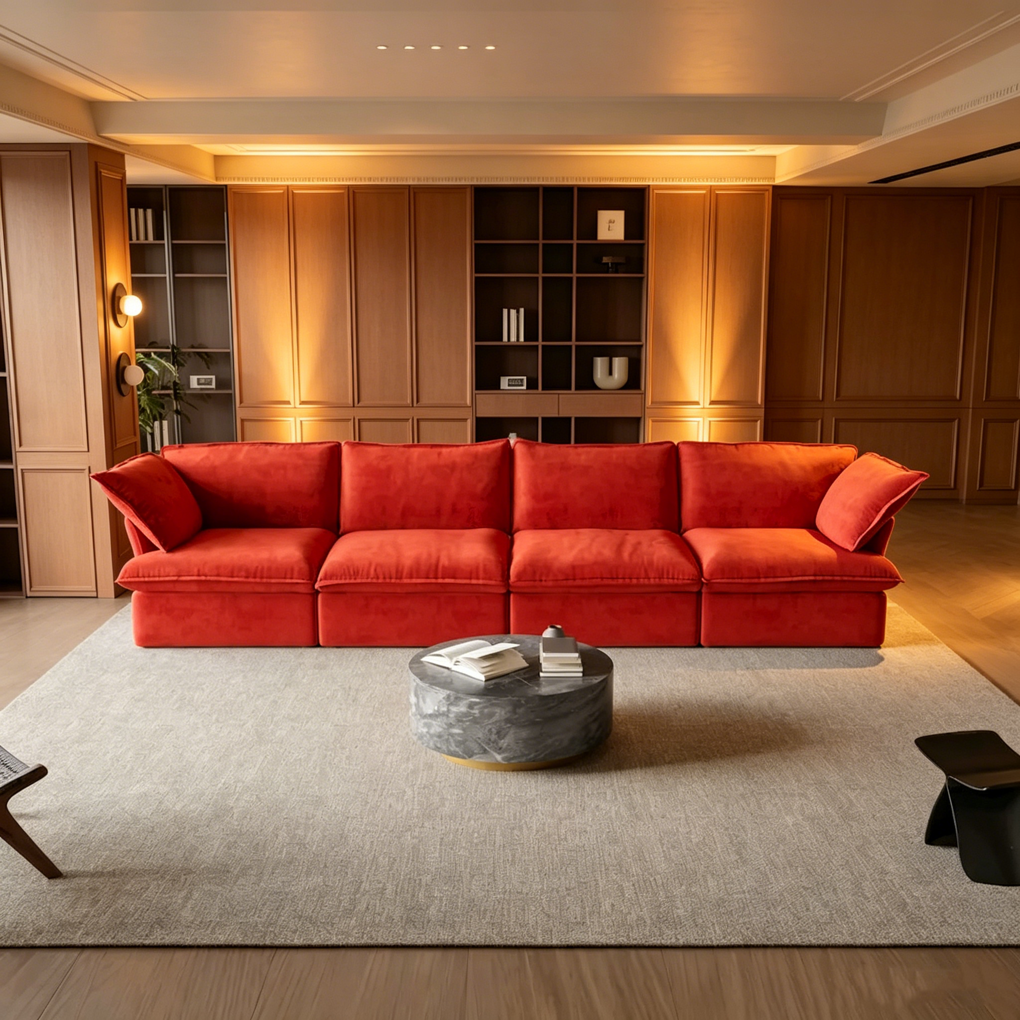 Canapé modulable, canapé 3 ou 4 places en velours, canapé confortable de style minimaliste pour salon et appartement