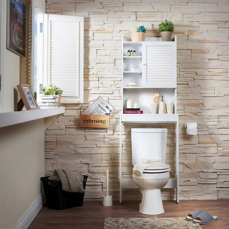 Armoire de rangement moderne blanche à sept niveaux, peu encombrante