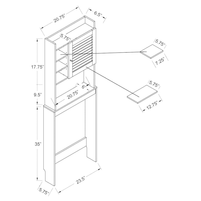 Armoire de rangement moderne blanche à sept niveaux, peu encombrante