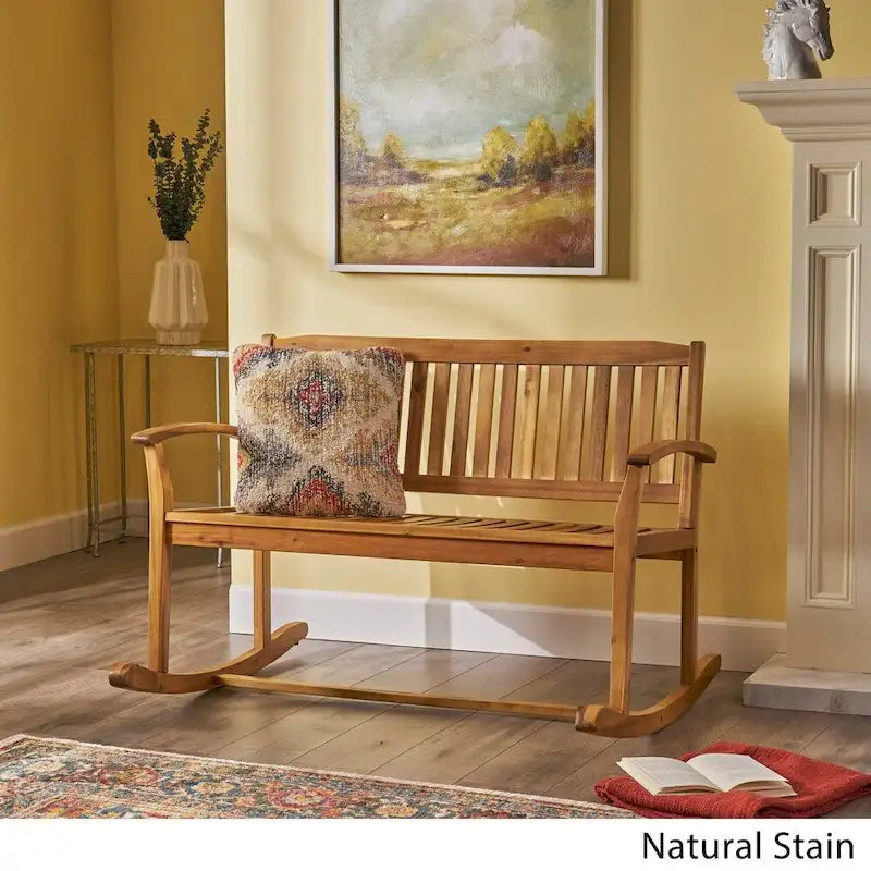 Fauteuil à bascule de jardin en bois d'acacia