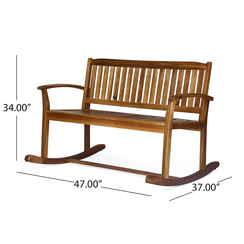 Fauteuil à bascule de jardin en bois d'acacia