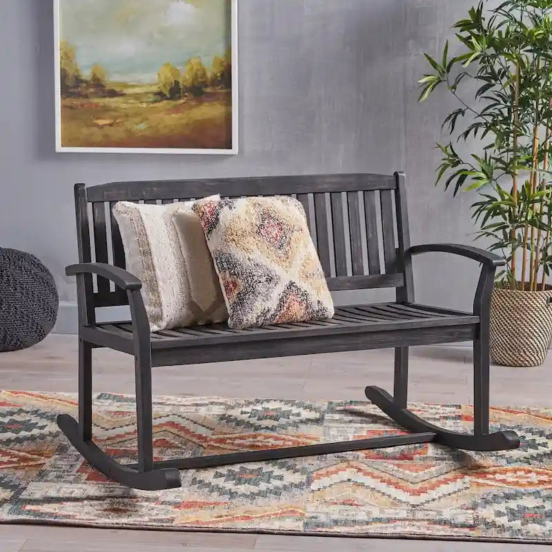 Fauteuil à bascule de jardin en bois d'acacia