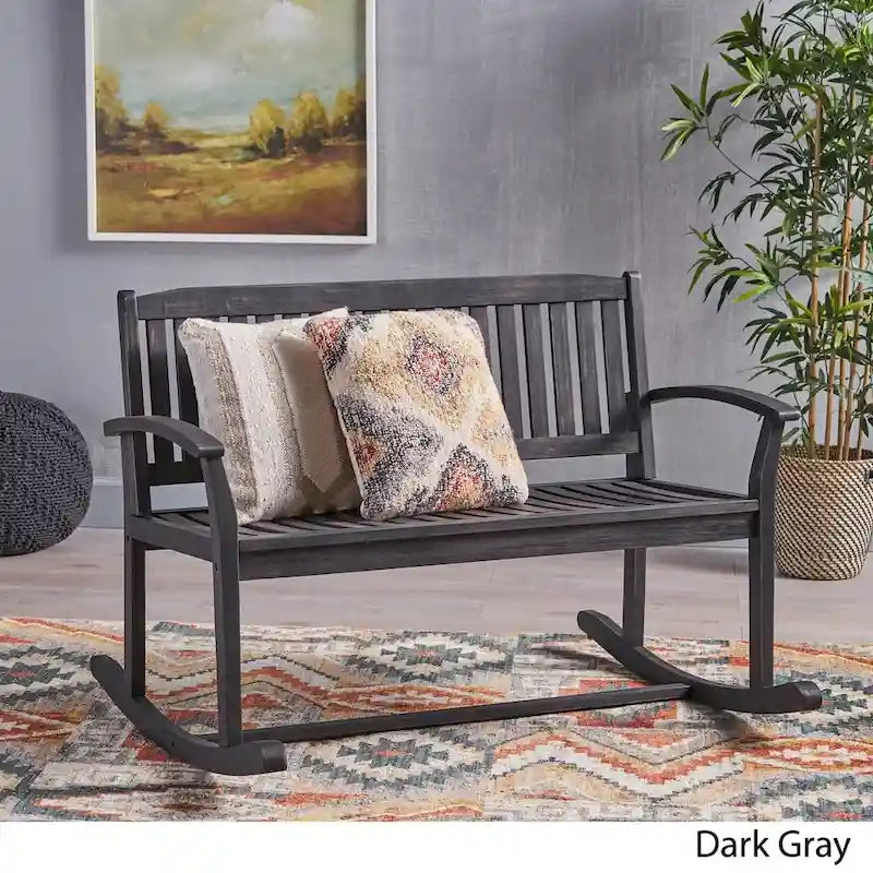 Fauteuil à bascule de jardin en bois d'acacia