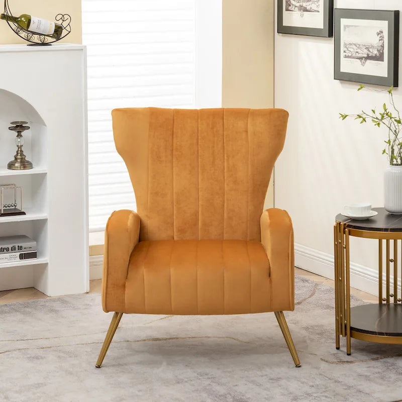 Canapé simple en velours de 27,6 pouces de large avec accoudoirs carrés