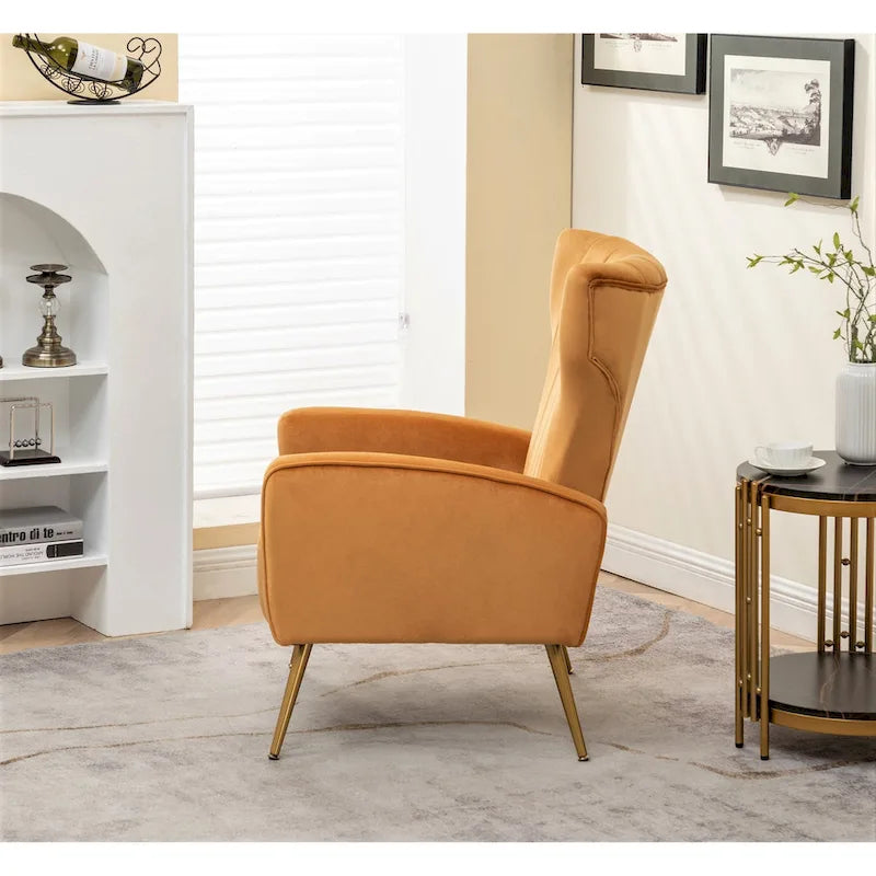 Canapé simple en velours de 27,6 pouces de large avec accoudoirs carrés