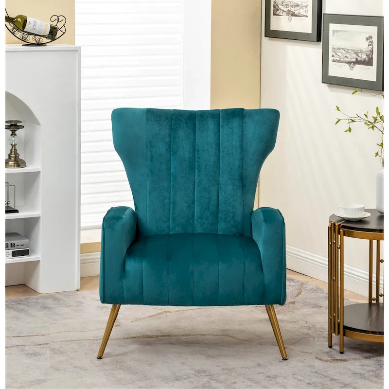 Canapé simple en velours de 27,6 pouces de large avec accoudoirs carrés