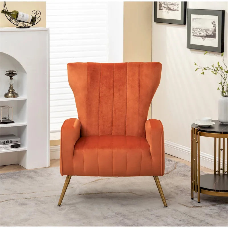 Canapé simple en velours de 27,6 pouces de large avec accoudoirs carrés