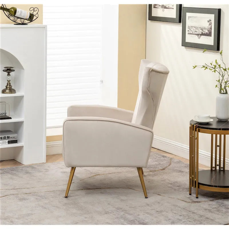 Canapé simple en velours de 27,6 pouces de large avec accoudoirs carrés