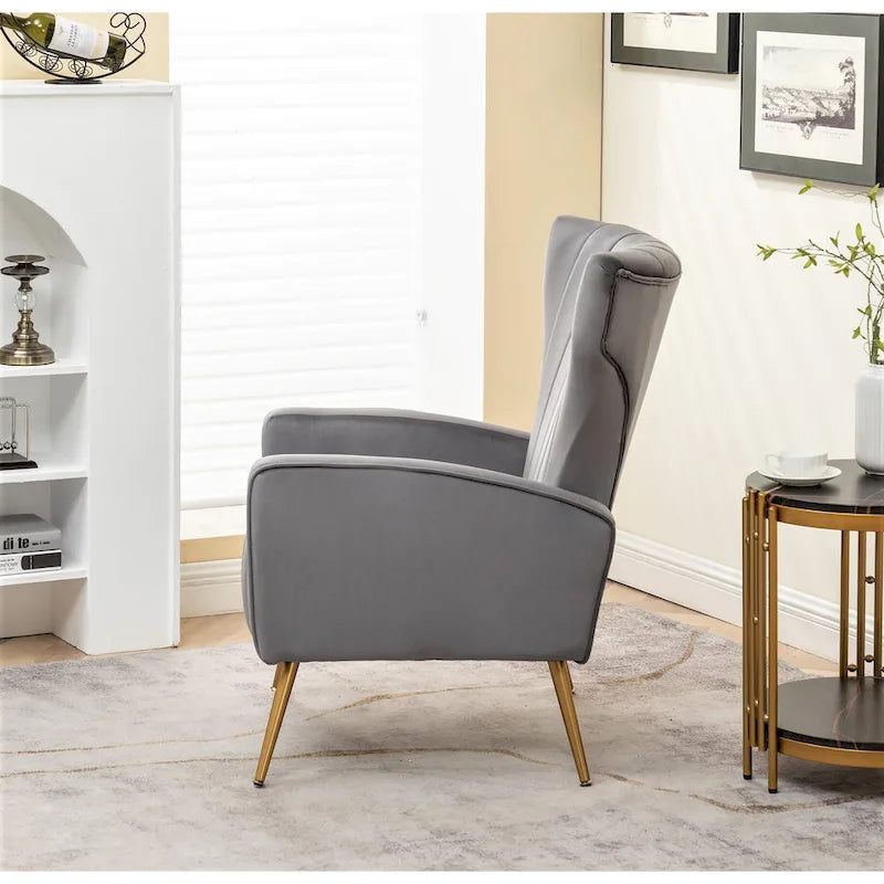 Canapé simple en velours de 27,6 pouces de large avec accoudoirs carrés