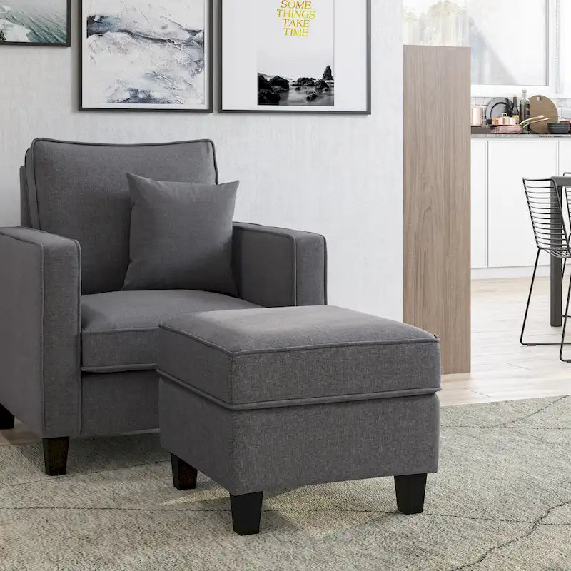 Ensemble fauteuil et repose-pieds deux pièces