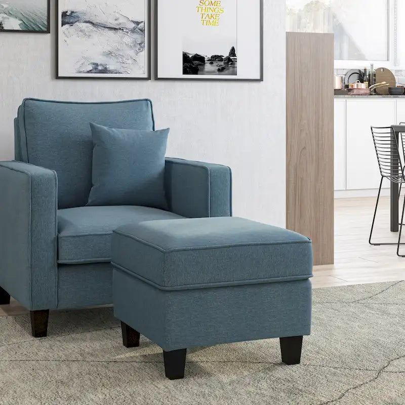 Ensemble fauteuil et repose-pieds deux pièces