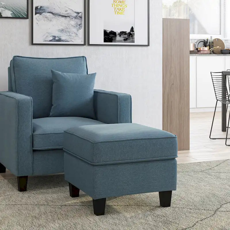 Ensemble fauteuil et repose-pieds deux pièces