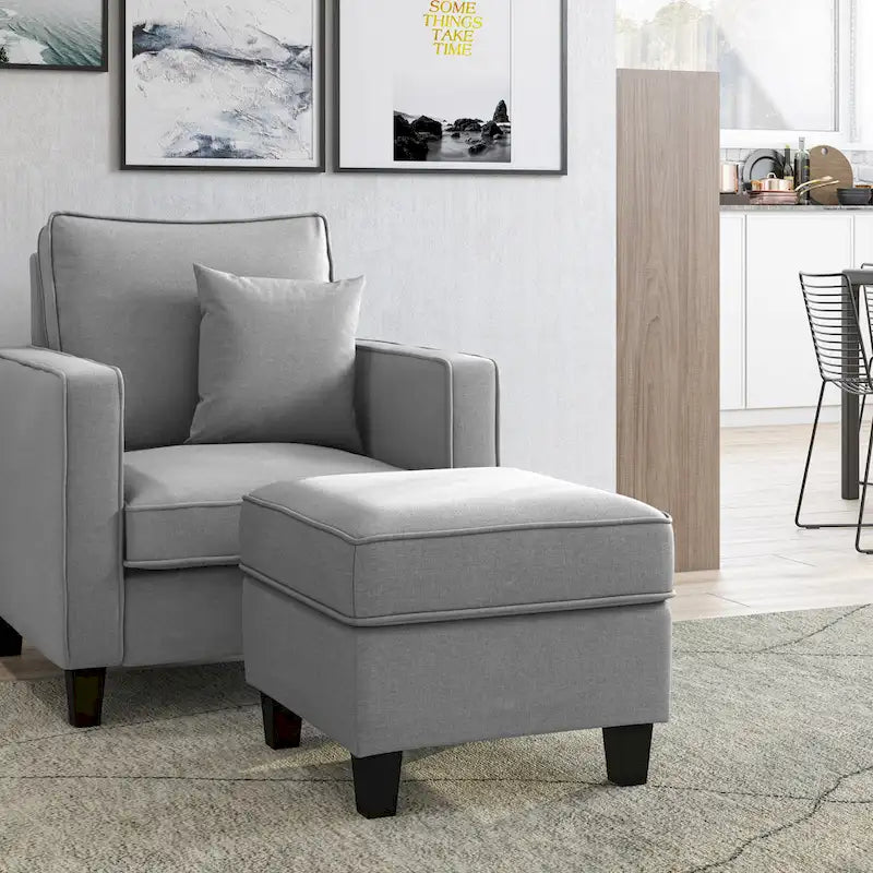 Ensemble fauteuil et repose-pieds deux pièces