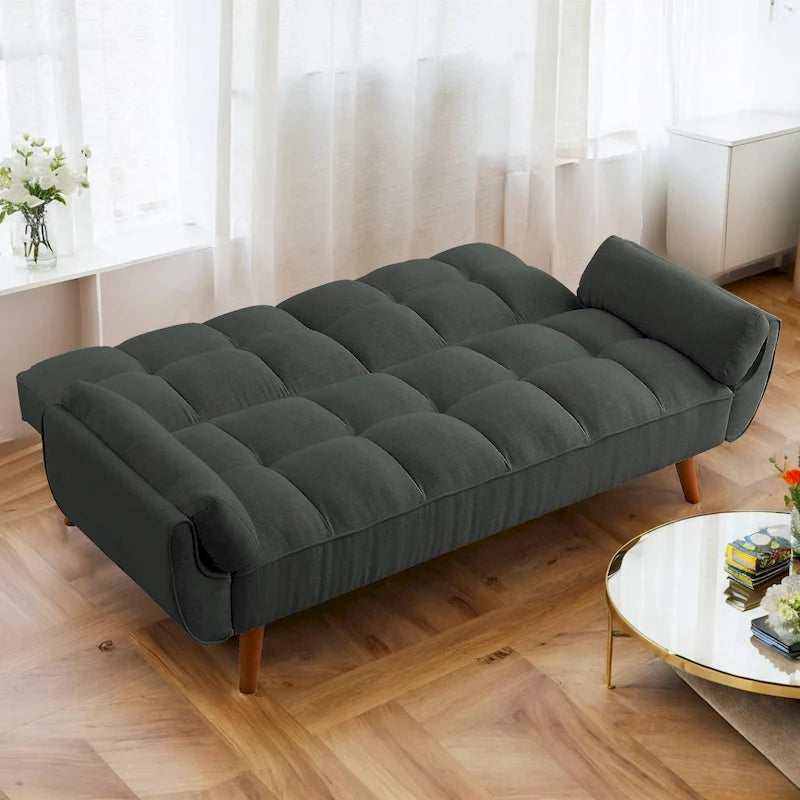 Canapé-Lit Futon 75.39 POUCES, Canapé-Lit Convertible Rembourré avec Dossier Inclinable Tufté et Divisé