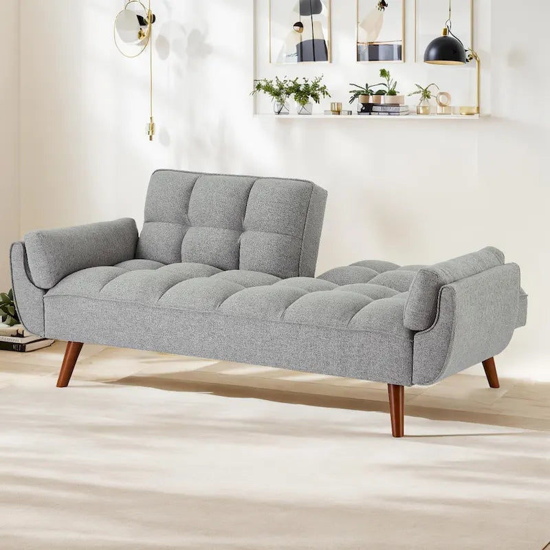 Canapé-Lit Futon 75.39 POUCES, Canapé-Lit Convertible Rembourré avec Dossier Inclinable Tufté et Divisé