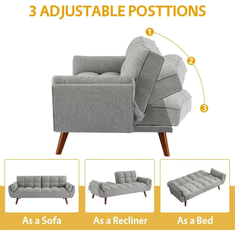 Canapé-Lit Futon 75.39 POUCES, Canapé-Lit Convertible Rembourré avec Dossier Inclinable Tufté et Divisé