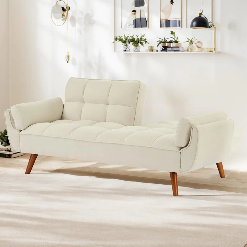 Canapé-Lit Futon 75.39 POUCES, Canapé-Lit Convertible Rembourré avec Dossier Inclinable Tufté et Divisé