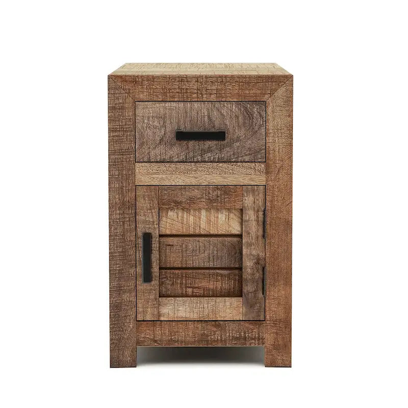 Table d'appoint de rangement en bois massif de 23 pouces dans des tons campagnards chaleureux