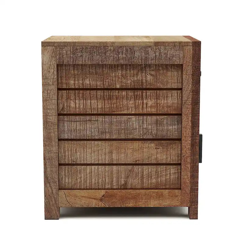 Table d'appoint de rangement en bois massif de 23 pouces dans des tons campagnards chaleureux
