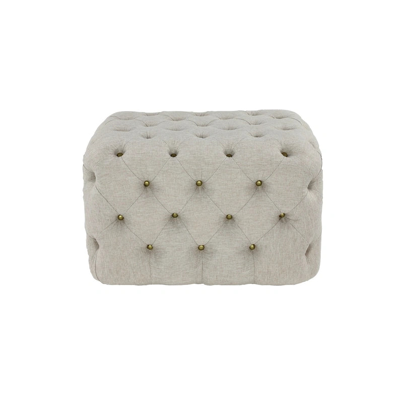 Repose-pieds capitonné en lin — Beige