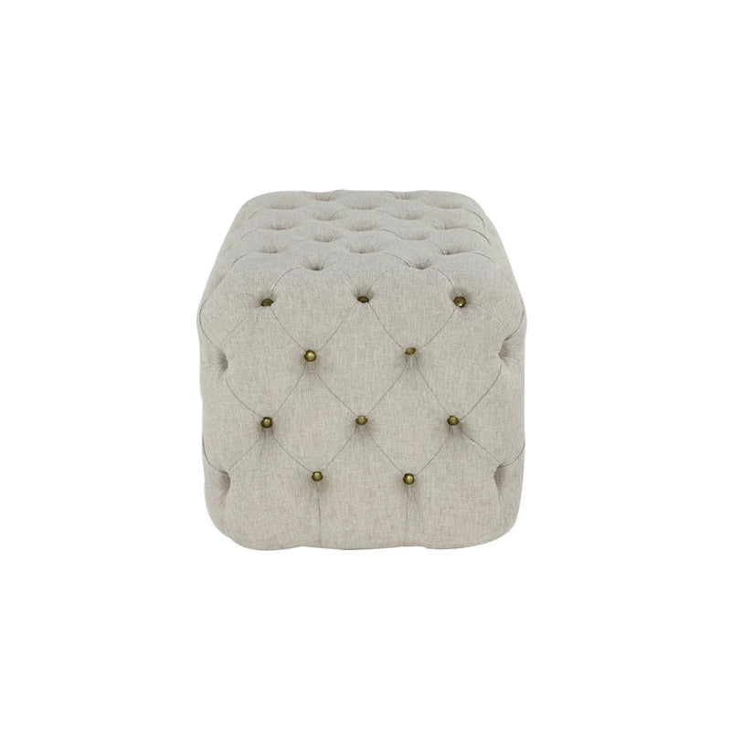 Repose-pieds capitonné en lin — Beige