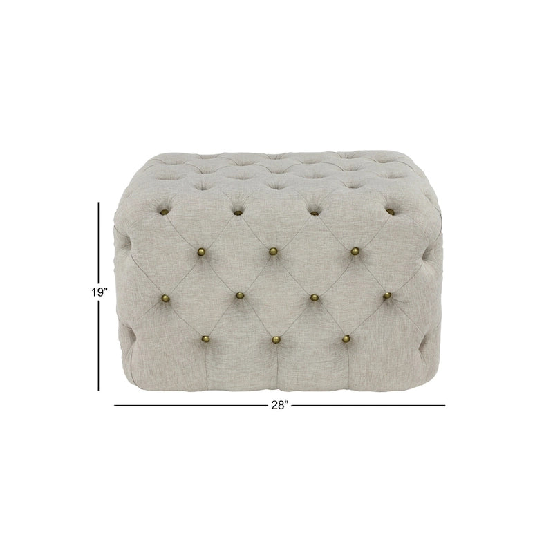 Repose-pieds capitonné en lin — Beige