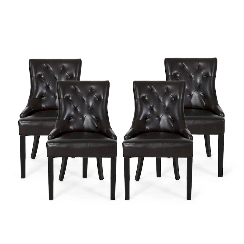 Chaises de salle à manger capitonnées en cuir reconstitué de style moderne (lot de 4)