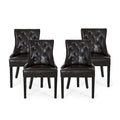 Chaises de salle à manger capitonnées en cuir reconstitué de style moderne (lot de 4)
