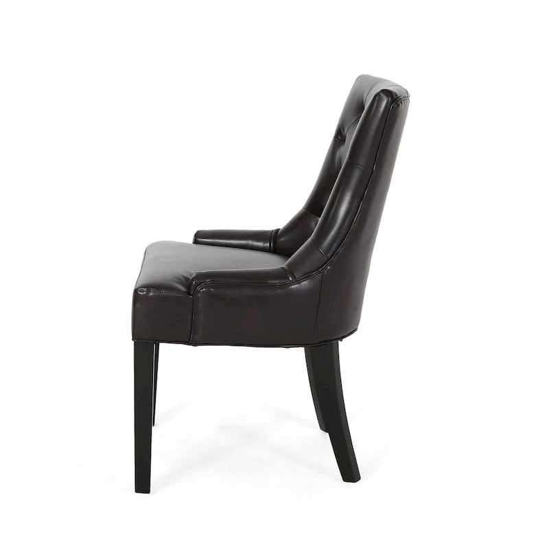 Chaises de salle à manger capitonnées en cuir reconstitué de style moderne (lot de 4)