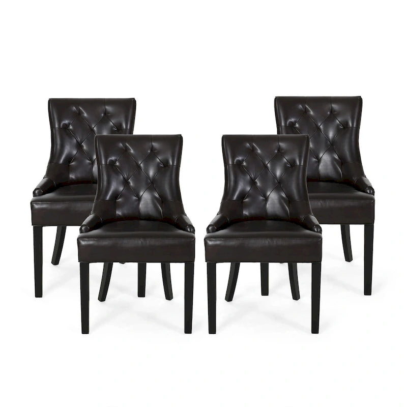 Chaises de salle à manger capitonnées en cuir reconstitué de style moderne (lot de 4)