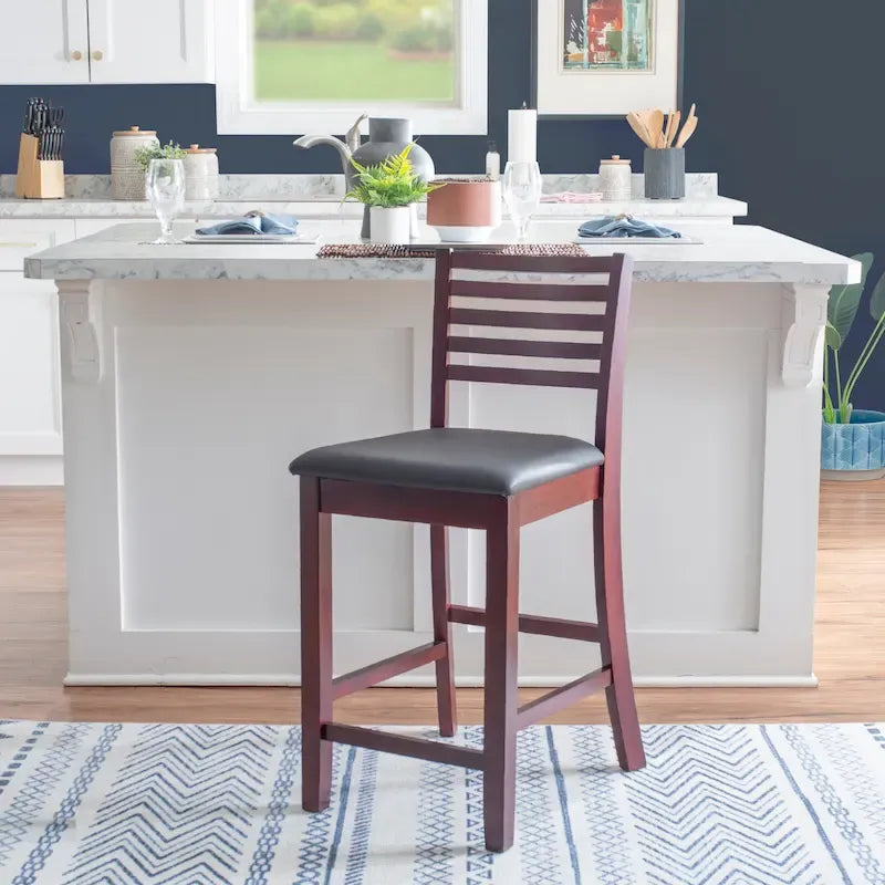 Tabouret de bar à dossier échelle de 24 pouces (similicuir / tissu)