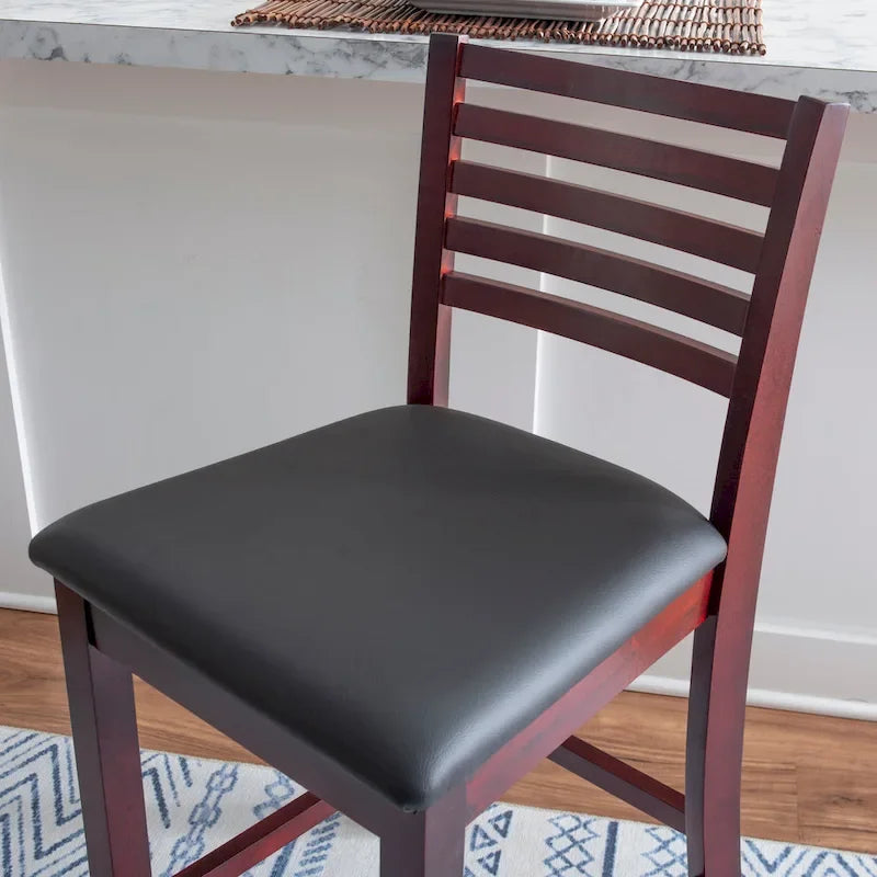 Tabouret de bar à dossier échelle de 24 pouces (similicuir / tissu)
