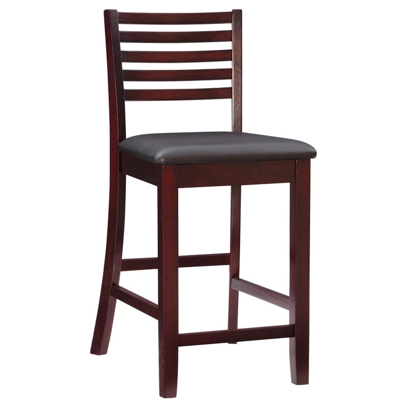 Tabouret de bar à dossier échelle de 24 pouces (similicuir / tissu)