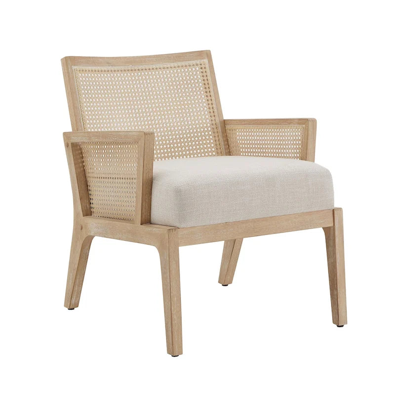 Fauteuil d'appoint avec accents en rotin naturel et en tissu