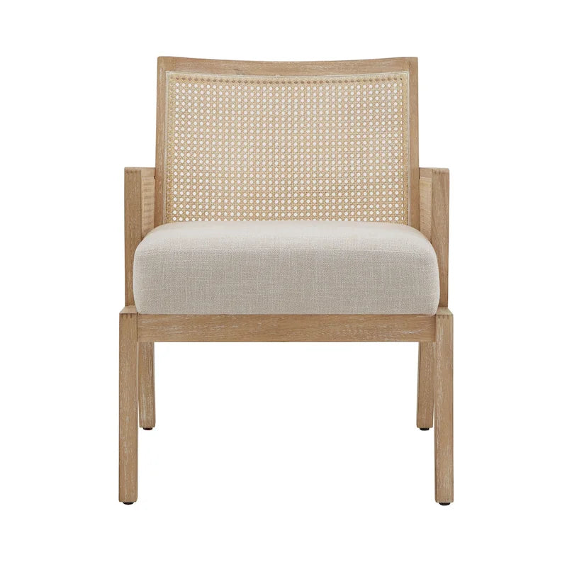 Fauteuil d'appoint avec accents en rotin naturel et en tissu