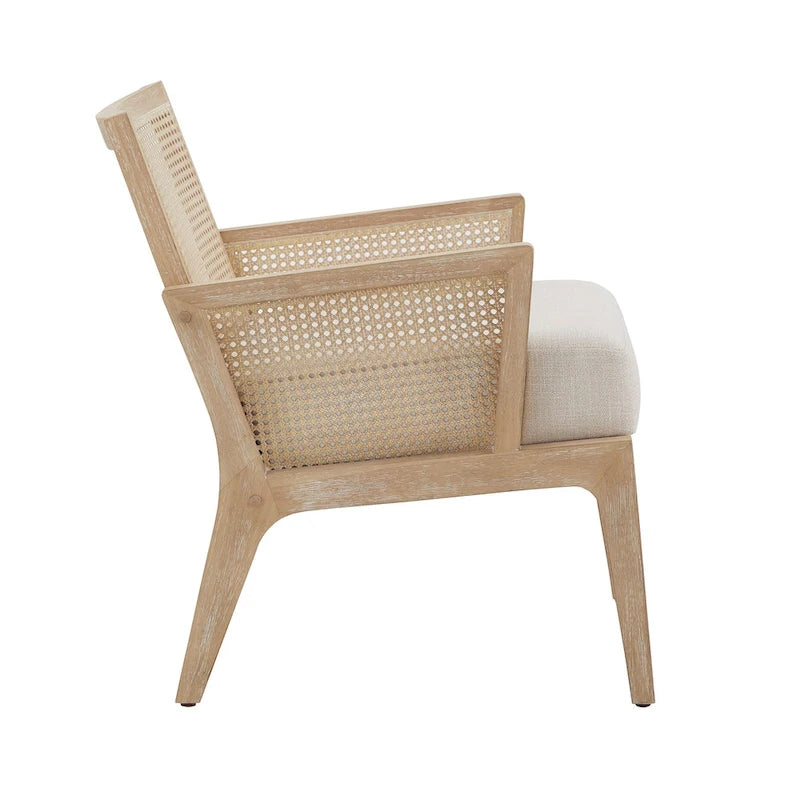 Fauteuil d'appoint avec accents en rotin naturel et en tissu