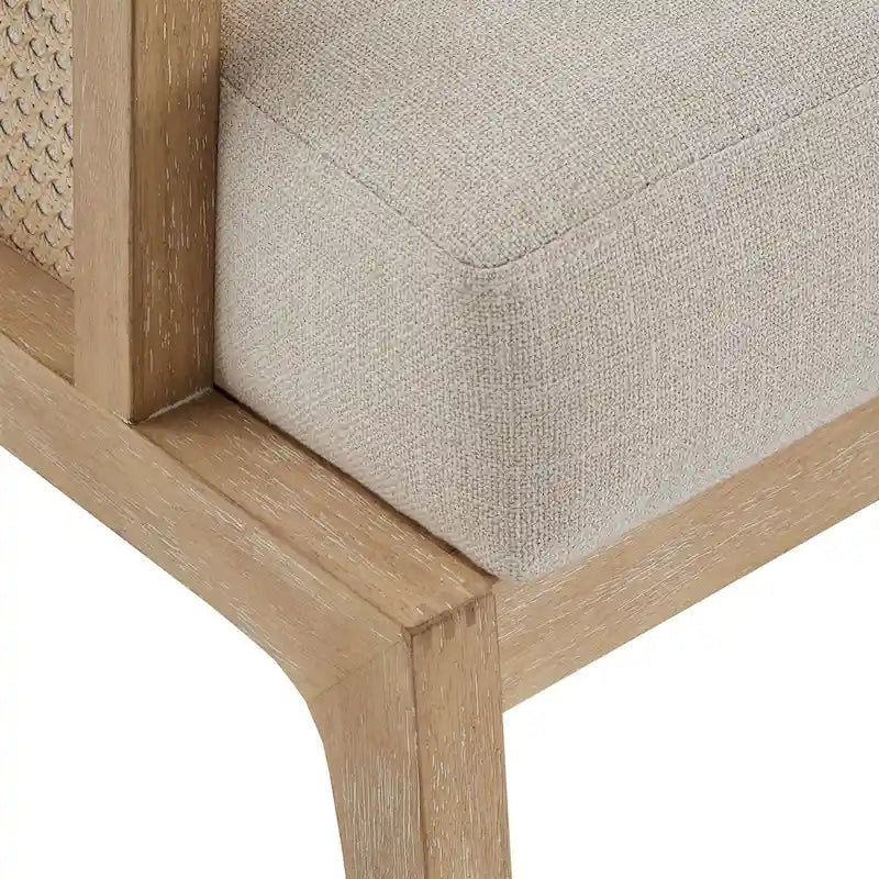 Fauteuil d'appoint avec accents en rotin naturel et en tissu