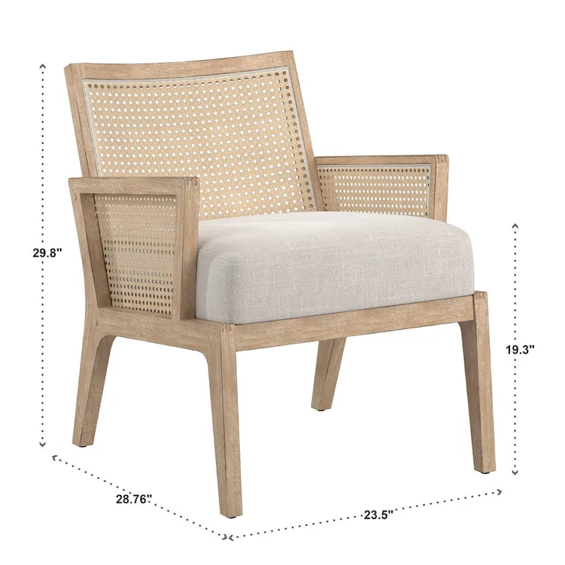 Fauteuil d'appoint avec accents en rotin naturel et en tissu