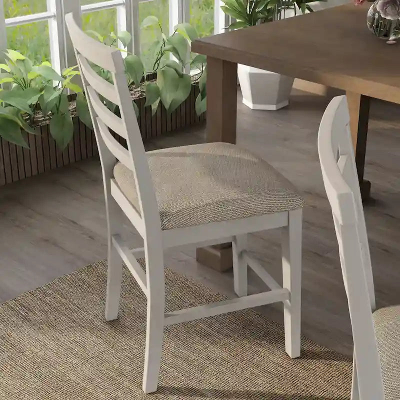 Tabourets de bar rustiques en bois massif blanc (lot de 2)