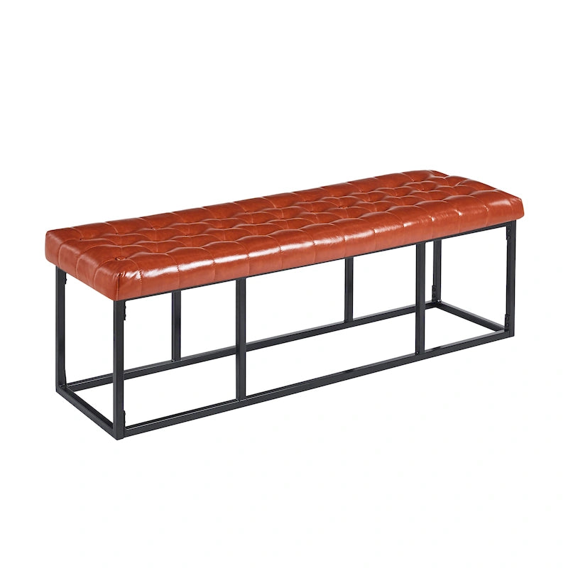 Banc décoratif en similicuir (base en métal)