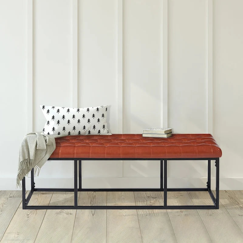 Banc décoratif en similicuir (base en métal)