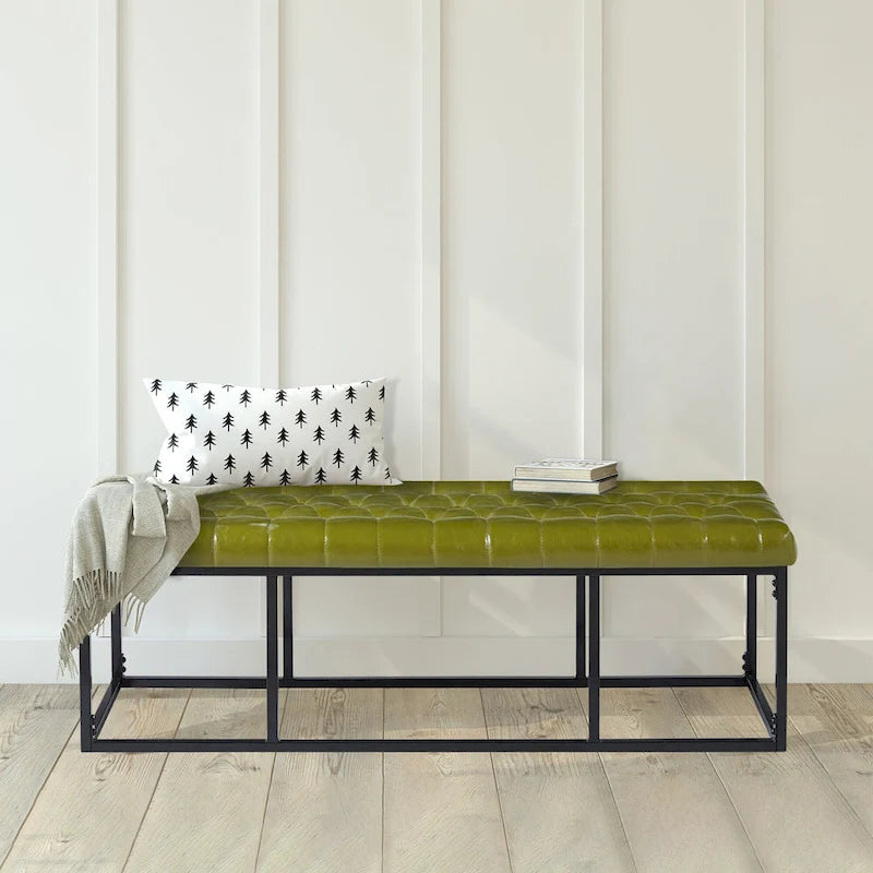 Banc décoratif en similicuir (base en métal)