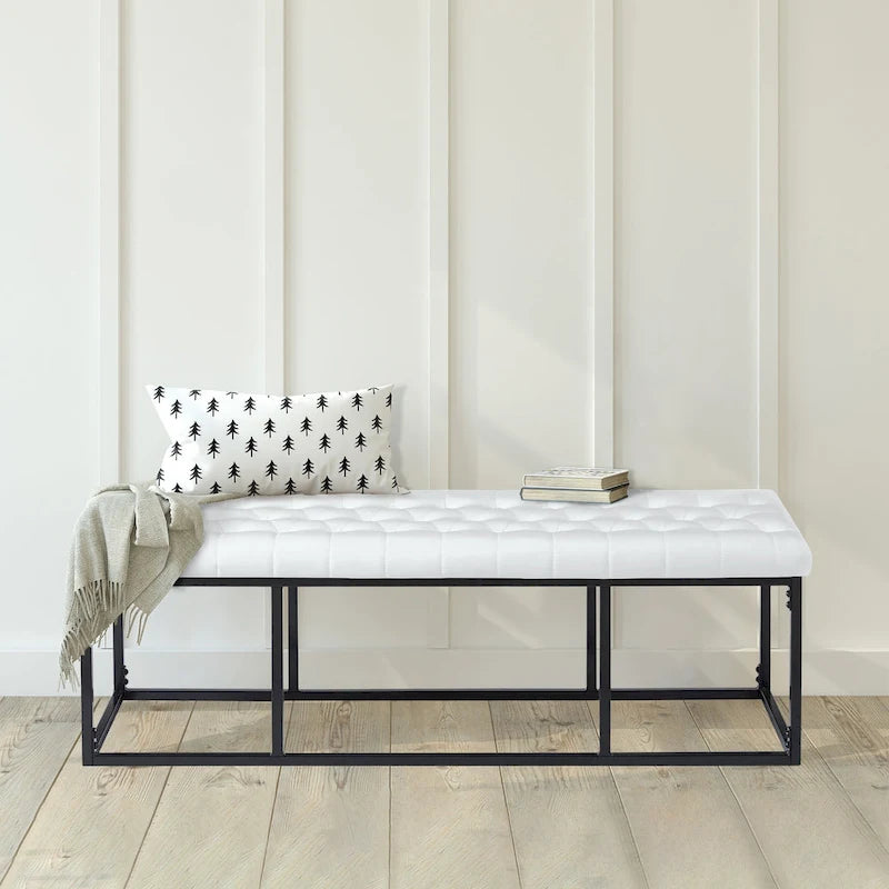 Banc décoratif en similicuir (base en métal)