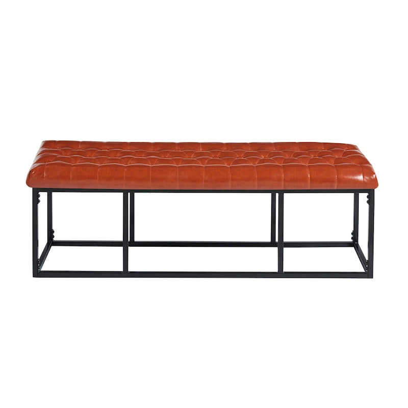 Banc décoratif en similicuir (base en métal)